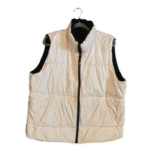 J. Percy Sport Pink Puffy Reversible Vest Opposite Side is Black Fleece, Size XL